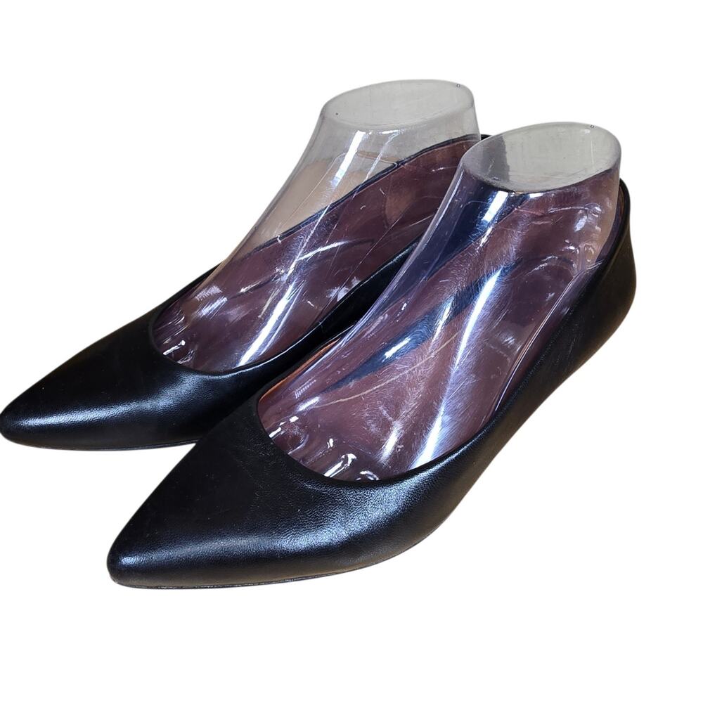 Vionic Black Leather Ballet Flats Lena NPA Pointed Toe Slip on Shoes Size 7.5